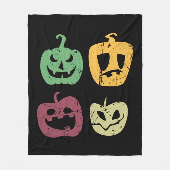 Creepy Vintage Halloween Pumpkins Fleece Blanket (Front)