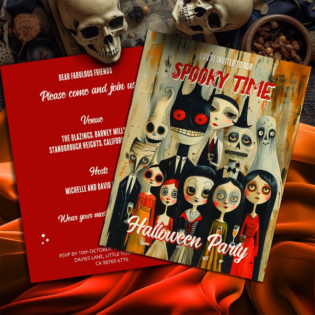 Creepy Vintage Halloween Spooky Characters Invitation (Creator Uploaded)