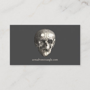 Creepy Vintage Human Skull Halloween Business Card