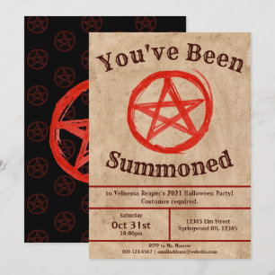 Creepy Vintage Pentagram HallIoween Invitation