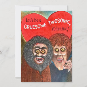 Creepy Vintage Valentine’s Day Couple Holiday Card