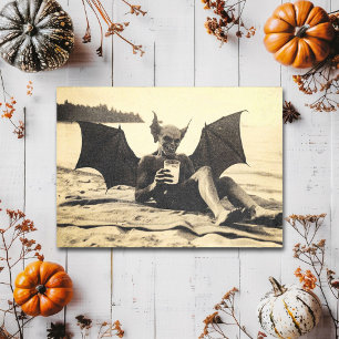 Creepy Vintage Vampire on summer beach Postcard