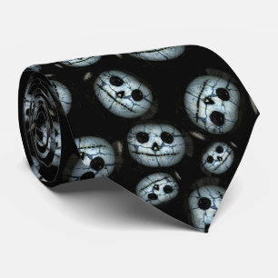 Creepy White Pumpkin Halloween Tie