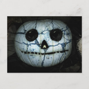 Creepy White Pumpkin Jack-o-Lantern Postcard