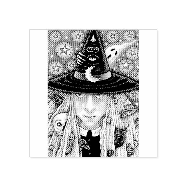 CREEPY WITCH, EVIL EYE, SKULL, BAT RUBBER STAMP (Imprint)