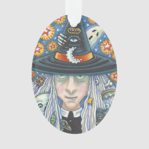CREEPY WITCH, EVIL EYE, SKULL, HALLOWEEN ORNAMENT