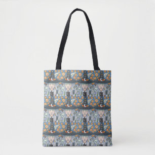 CREEPY WITCH, EVIL EYE, SKULL, SHOULDER TOTE BAG