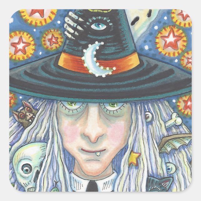 CREEPY WITCH, EVIL EYE, SKULL, VAMPIRE  STICKERS (Front)