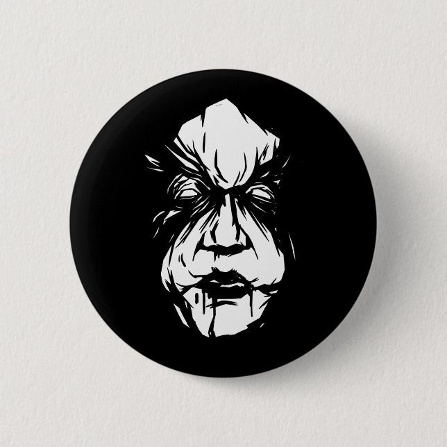 Creepy Witch Face 6 Cm Round Badge (Front)