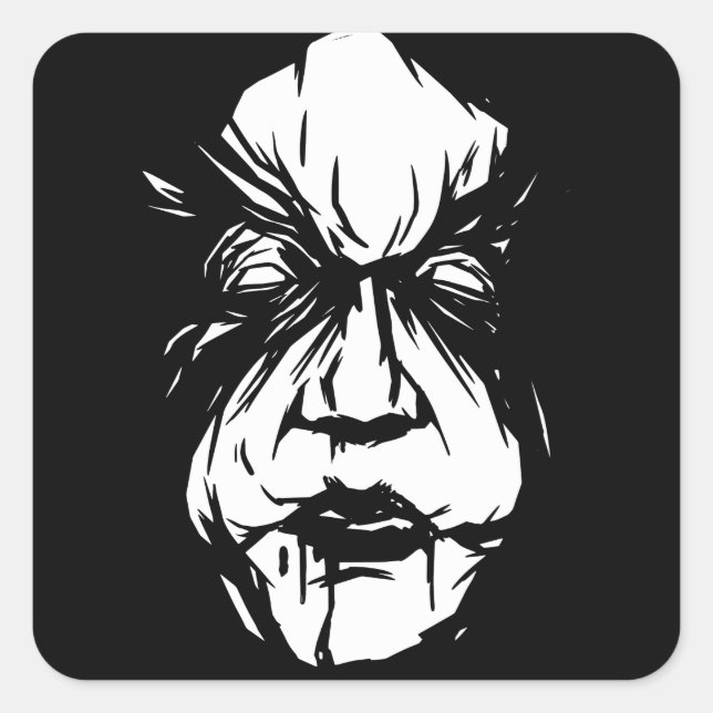 Creepy Witch Face Square Sticker (Front)
