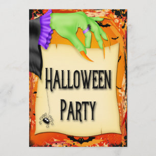 Creepy Witch Hand Halloween Party Invitation