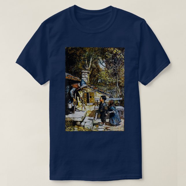 Creepy Witch Retro Fairy Tale Hansel and Gretel  T-Shirt (Design Front)