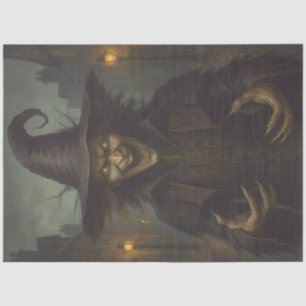 Creepy Witch with Glowing Eyes – Haunted Halloween Tissue Paper