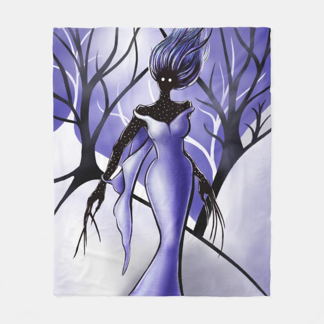 Creepy Woman Monster Macabre Art Fleece Blanket (Front)
