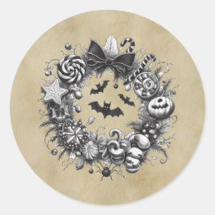 Creepy Wreath Classic Round Sticker