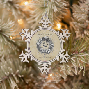 Creepy Wreath Snowflake Pewter Christmas Ornament