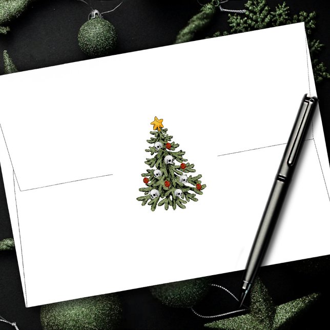 Creepy XMAS | A Very Gothic Christmas Tree Grunge Classic Round Sticker (Creator Uploaded)