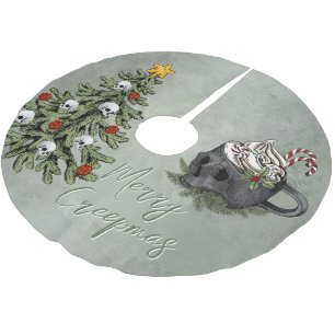 Creepy XMAS   A Very Gothic Tree and Skull Mug Brushed Polyester Tree Skirt