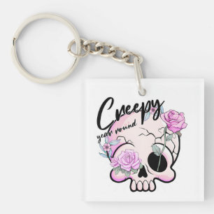 Creepy Year Round Skull Flora Pastel Key Ring