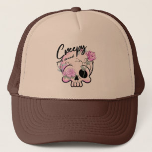 Creepy Year Round Skull Flora Pastel Trucker Hat