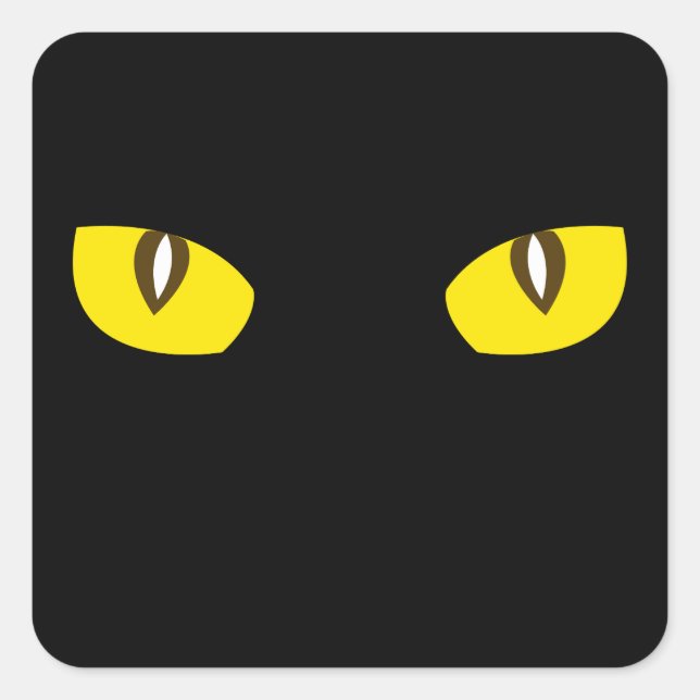 Creepy yellow cat eyes death stare Halloween favou Square Sticker (Front)