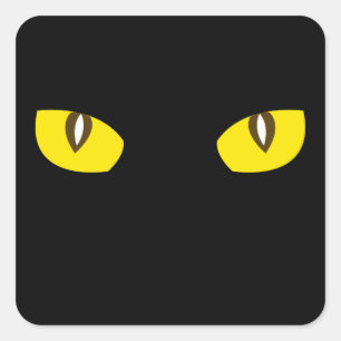 Creepy yellow cat eyes death stare Halloween favou Square Sticker