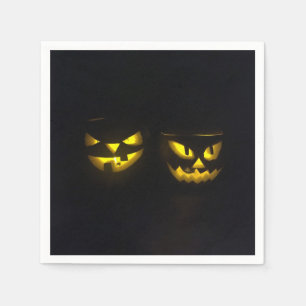 Creepy yellow face pumpkin design for Halloween Napkin