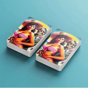Creepy Zombie Beach Pin-up Playing Cards