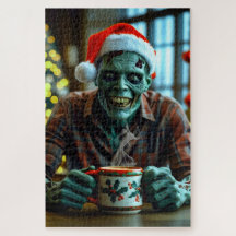 Creepy Zombie enjoying a hot drink on Christmas! 