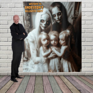 Creepy Zombie Family Halloween Hanging Backdrop Tapestry
