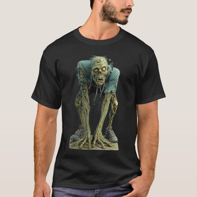 Creepy Zombie Undead Horror Halloween Scary Monste T-Shirt (Front)