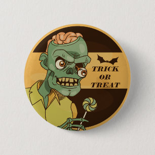 Creepy Zombie with Lollipop Vintage Pin Button