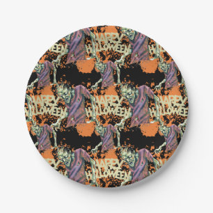 Creepy Zombies Spooky Halloween Party Paper Plate