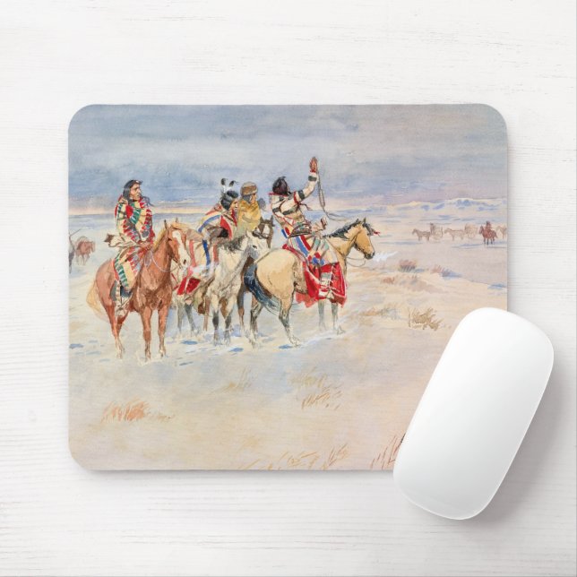 Crees Meeting Traders, 1896 by Charles Marion Russ Mouse Mat (With Mouse)