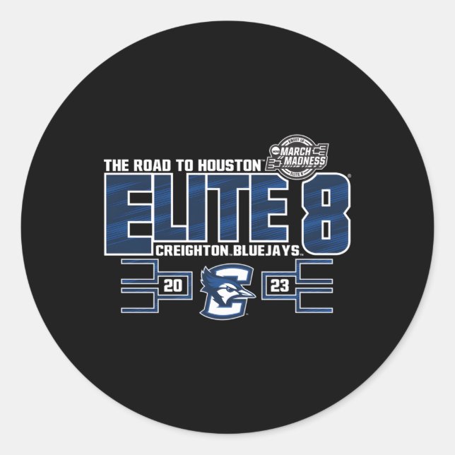 Creighton Bluejays Elite 8 2023 Basketball Royal Classic Round Sticker (Front)