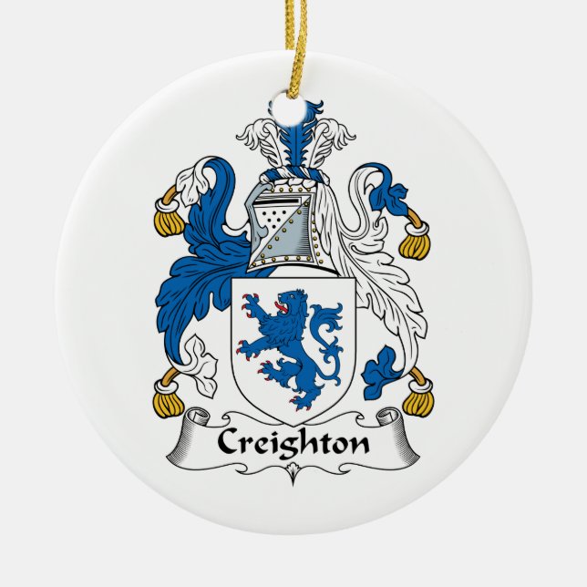 Creighton Family Crest Ceramic Tree Decoration (Front)