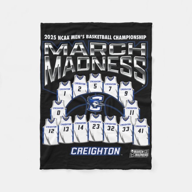 Creighton March Madness 2025 Men's Sketll Nil  Fleece Blanket (Front)