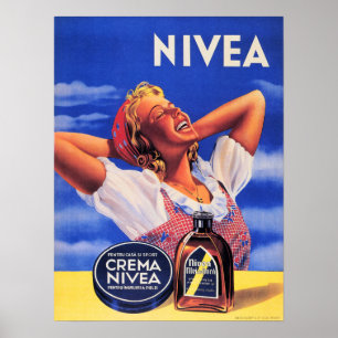 Crema Nivea Retro German Cosmetics Lotion Advert Poster