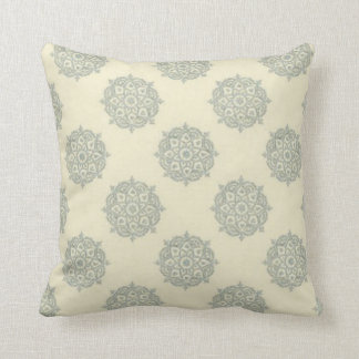 Creme and Baby Blue Medallion Throw Pillow