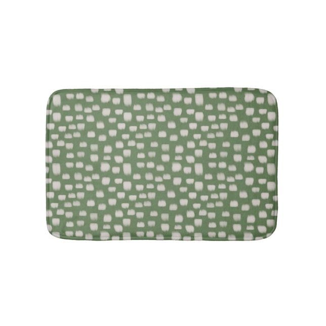 Creme brushstrokes on sage green - 2 bath mat (Front)