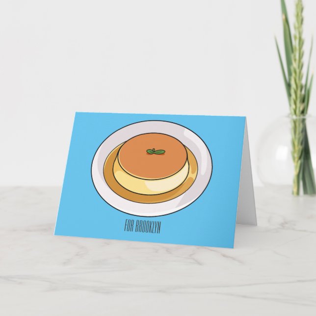 Creme caramel cartoon illustration   card (Front)