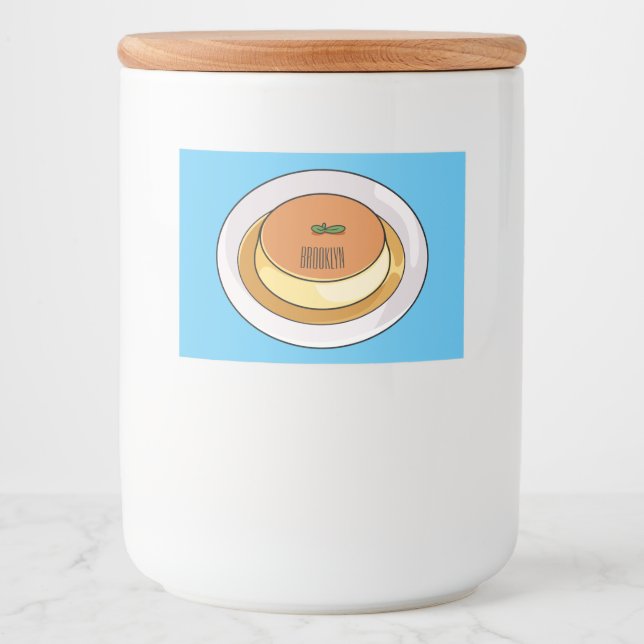 Creme caramel cartoon illustration  food label (Front)