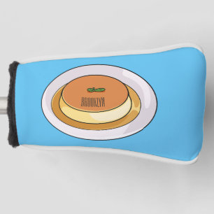 Creme caramel cartoon illustration golf head cover