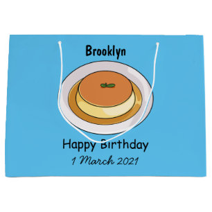 Creme caramel cartoon illustration large gift bag