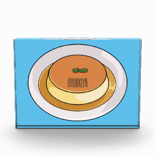 Creme caramel cartoon illustration photo block