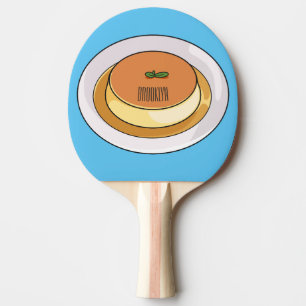 Creme caramel cartoon illustration ping pong paddle