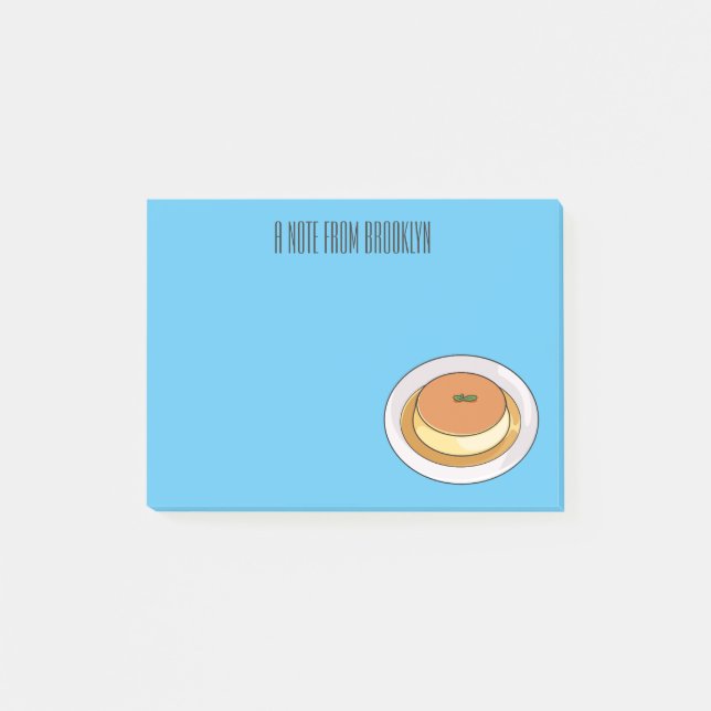 Creme caramel cartoon illustration  post-it notes (Front)