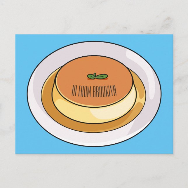 Creme caramel cartoon illustration  postcard (Front)