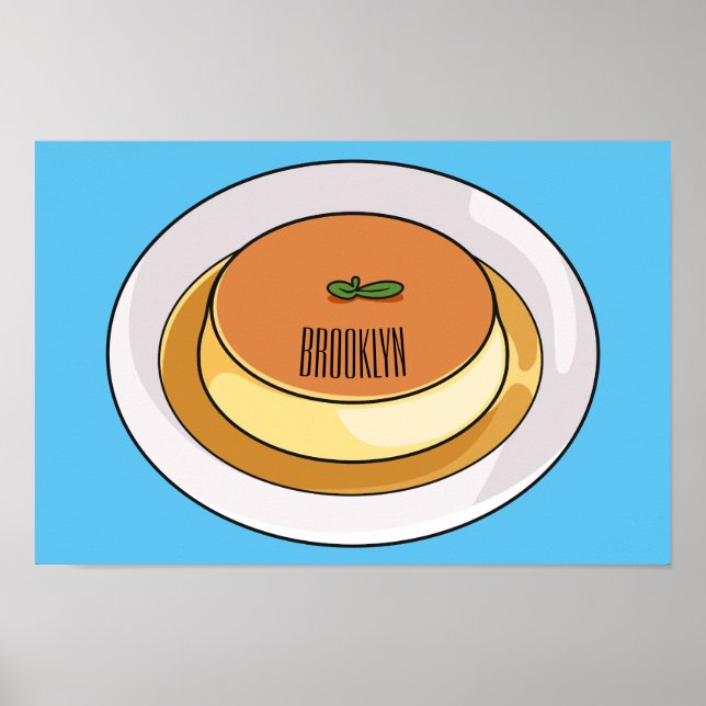 Creme caramel cartoon illustration poster (Front)