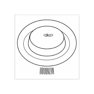 Creme caramel cartoon illustration rubber stamp